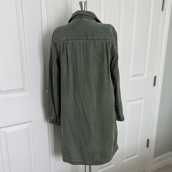 Green Denim old Navy Utility Button-Up Shirt Dress vintage olive green denim - Picture 4 of 11
